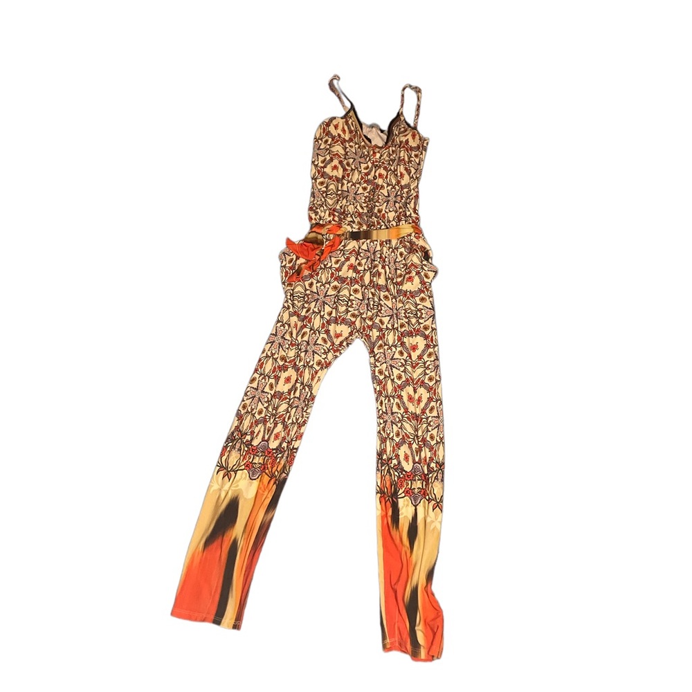 Vintage Women’s Bebe Floral Adjustable Strap jumpsuit with pockets